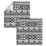 Aztec Geometric Pattern - Black and White, perfect repeats