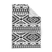 Aztec Geometric Pattern - Black and White, perfect repeats