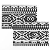 Aztec Geometric Pattern - Black and White, perfect repeats