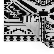 Aztec Geometric Pattern - Black and White, perfect repeats