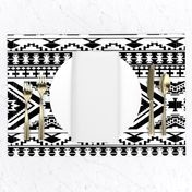 Aztec Geometric Pattern - Black and White, perfect repeats