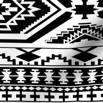 Aztec Geometric Pattern - Black and White, perfect repeats