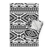 Aztec Geometric Pattern - Black and White, perfect repeats