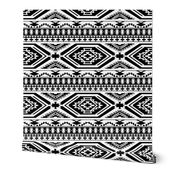 Aztec Geometric Pattern - Black and White, perfect repeats