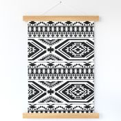 Aztec Geometric Pattern - Black and White, perfect repeats