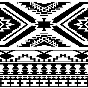 Aztec Geometric Pattern - Black and White, perfect repeats