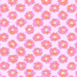 Simple Floral Pink and Orange Flowers on Lilac Background