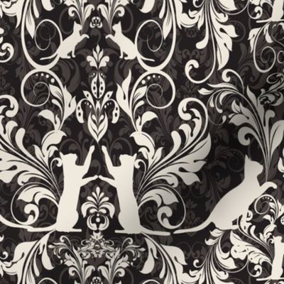 Victorian cat damask 