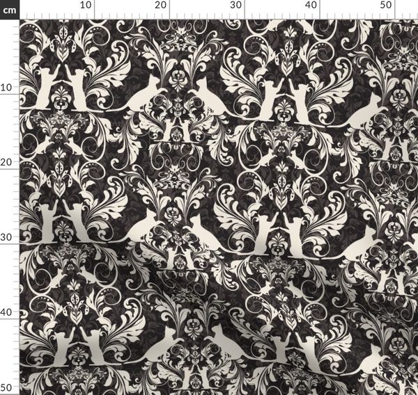 Cloth Placemats Cat Damask Kitty Vintage Black And White Pumpkin Set of 2