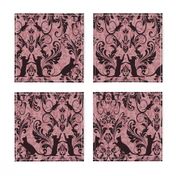 black on pink cat damask