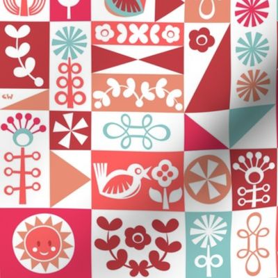 Folky Floral Geometrics (reds)