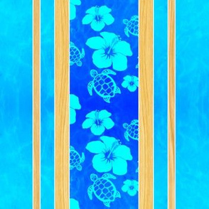 Soft Blue Hibiscus And Honu Stripes