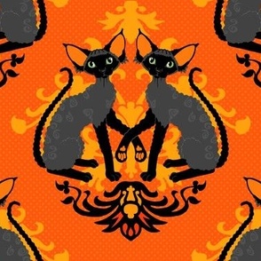 Devon Rex Halloween Damask