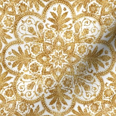 Bourgogne Tile ~ Gilt Gold and White 