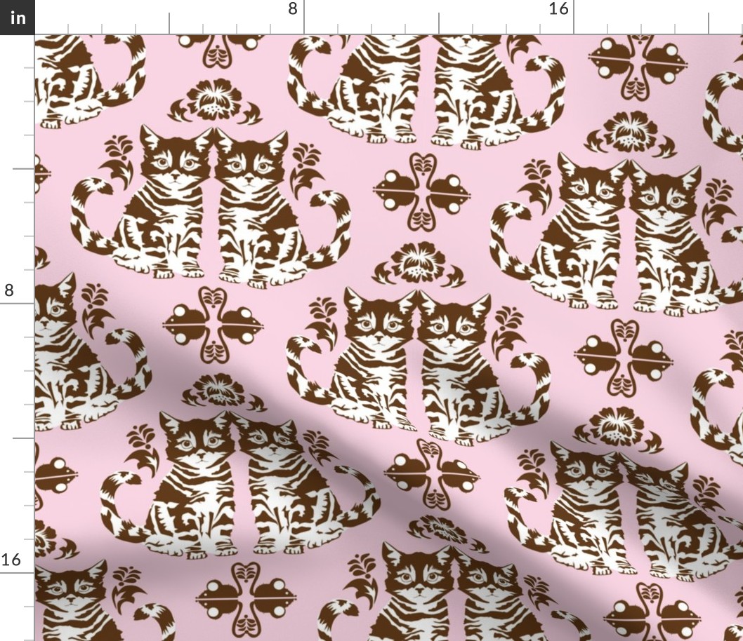 Kittens & Toy Mice Damask