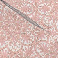   Bourgogne Tile ~  Dauphine Pink with Gilt Gold on White