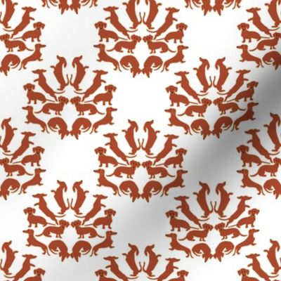 Doxie Damask on white