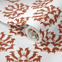 Doxie Damask on white