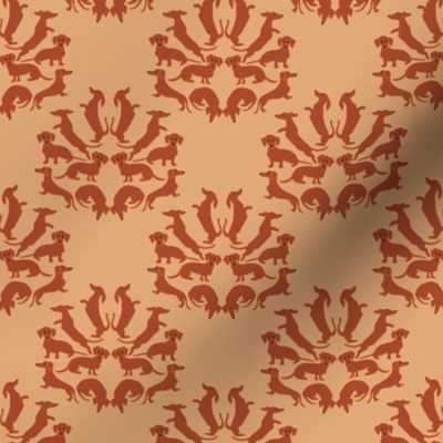 Doxie Damask on tan