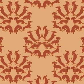 Doxie Damask on tan