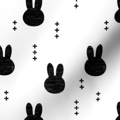 bunnies (distressed) // b&w