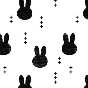 bunnies (distressed) // b&w