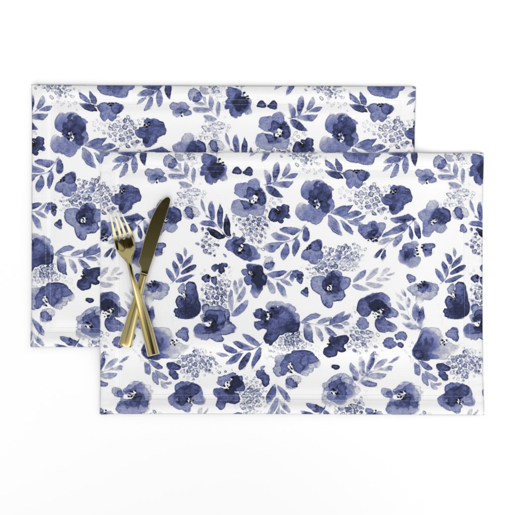 Floret Flower Print in Indigo Navy