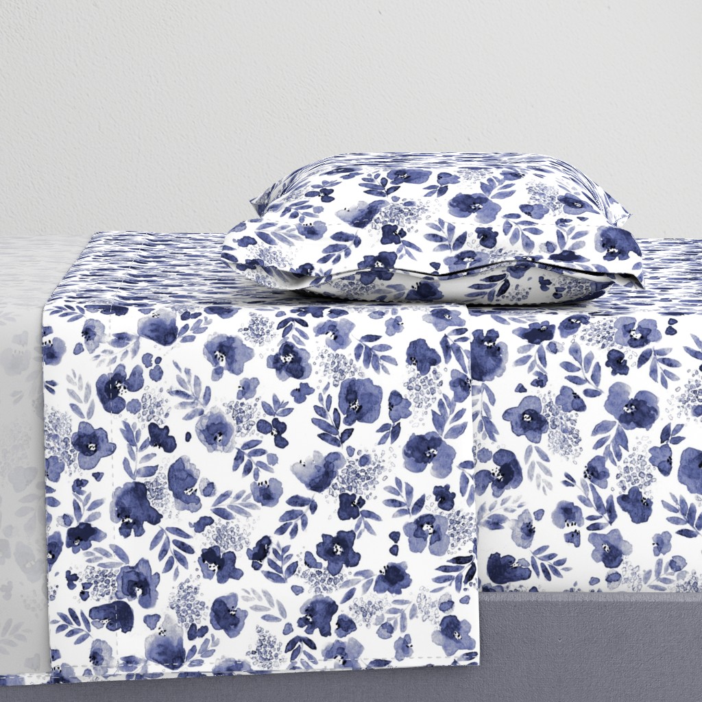 Floret Flower Print in Indigo Navy