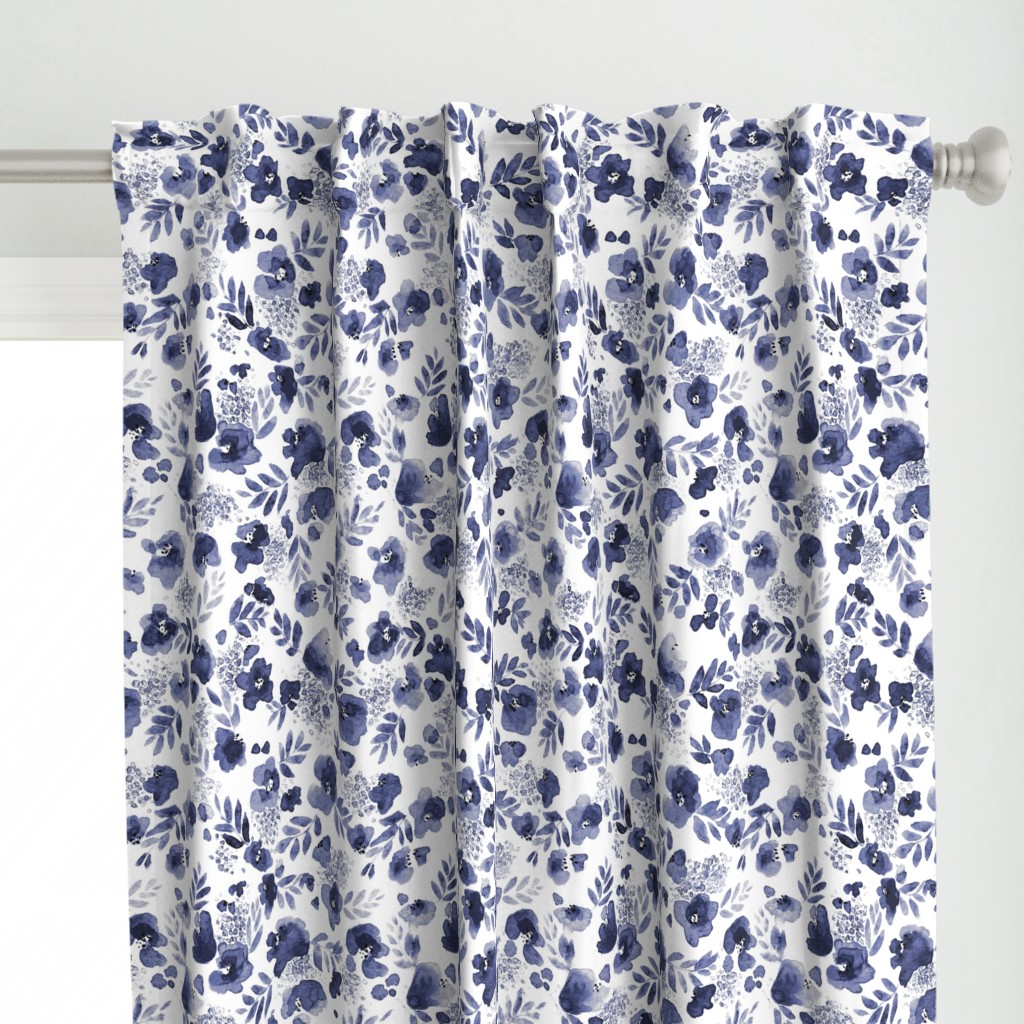 Floret Flower Print in Indigo Navy