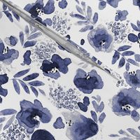 Floret Flower Print in Indigo Navy