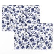 Floret Flower Print in Indigo Navy