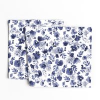 Floret Flower Print in Indigo Navy