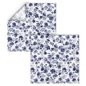 Floret Flower Print in Indigo Navy