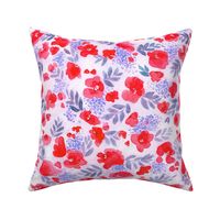 Floret Floral Pattern in Red and Lilac