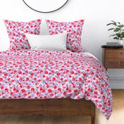 Floret Floral Pattern in Red and Lilac