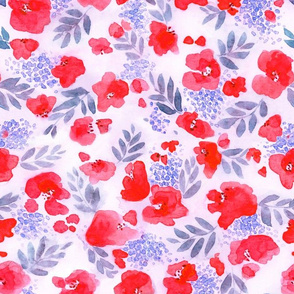 Floret Floral Pattern in Red and Lilac