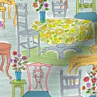 Watercolor Tables & Chairs