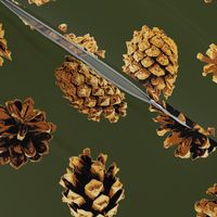 large pine cones Christmascolors browns on pine green