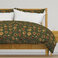 large pine cones Christmascolors browns on pine green