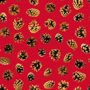 pine cones on Christmascolors red