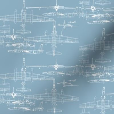 U-2 Schematic Line Drawing Blue