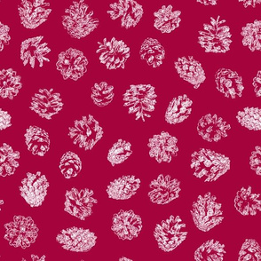 pine cones on cranberry red