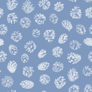 pine cones - white on Christmascolors frosty blue