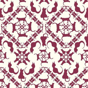 Cat & mouse game damask raspberry creme