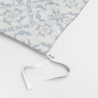 Cat & Mouse Game Damask blueberry white