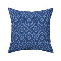 cat & mouse game damask blueberry sky