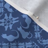 cat & mouse game damask blueberry sky