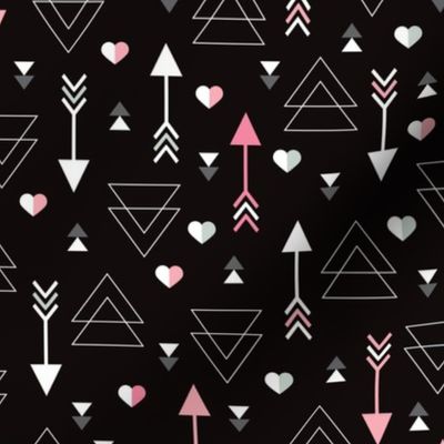 Geometric arrow and heart love illustration indian theme illustration print