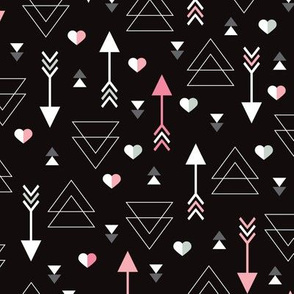 Geometric arrow and heart love illustration indian theme illustration print