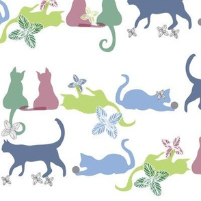 Playful  Cat Silhouettes pastel daytime